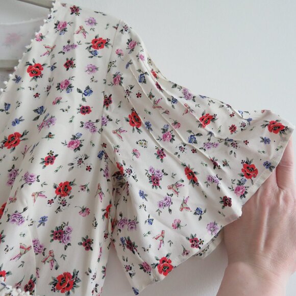 THE KOOPLES Mixed Print 100% Silk Ditsy Floral Flowy Mini Dress - Size XS - Picture 11 of 16